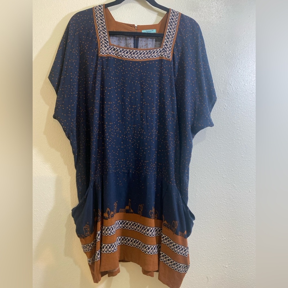 Elegant Navy and Brown Women's Dress
